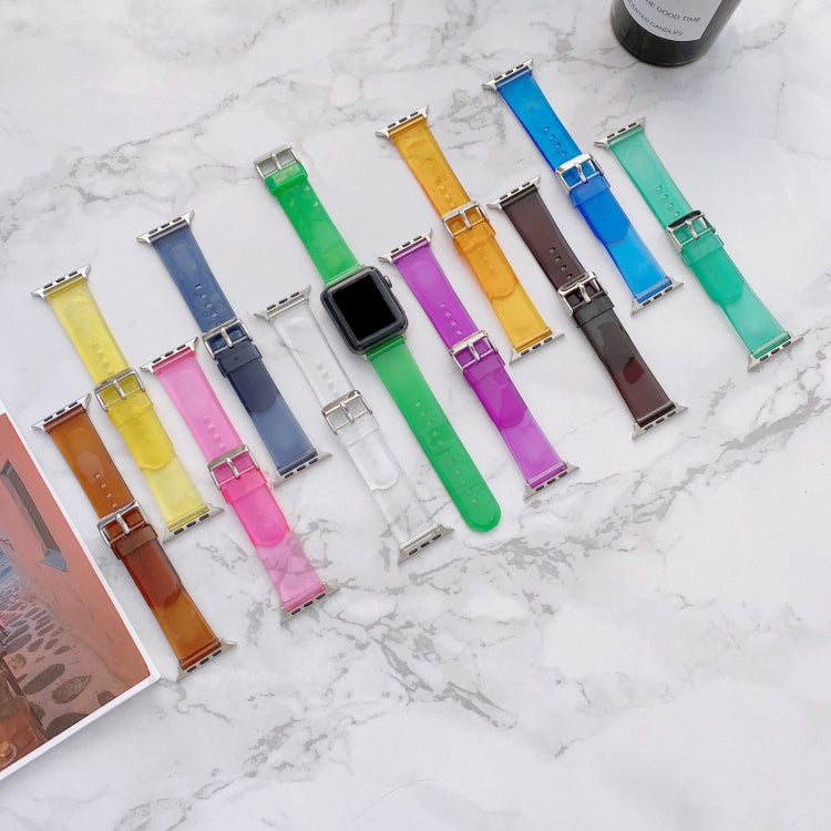 Jelly Transparent Watchband For Apple Watch Series, 7 41mm / 6&amp;SE&amp;5&amp;4 40mm / 3&amp;2&amp;1 38mm, 7 45mm / 6&amp;SE&amp;5&amp;4 44mm / 3&amp;2&amp;1 42mm