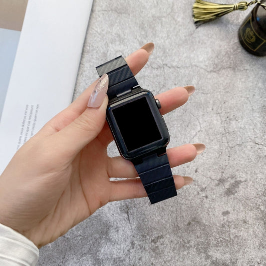 DD29 Carbon Fiber Texture Watchband For Apple Watch Series, 7 41mm / 6&amp;SE&amp;5&amp;4 40mm / 3&amp;2&amp;1 38mm, 7 45mm / 6&amp;SE&amp;5&amp;4 44mm / 3&amp;2&amp;1 42mm