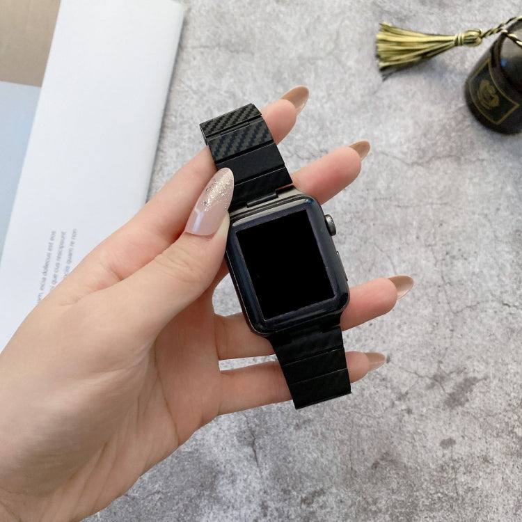 DD29 Carbon Fiber Texture Watchband For Apple Watch Series, 7 41mm / 6&amp;SE&amp;5&amp;4 40mm / 3&amp;2&amp;1 38mm, 7 45mm / 6&amp;SE&amp;5&amp;4 44mm / 3&amp;2&amp;1 42mm