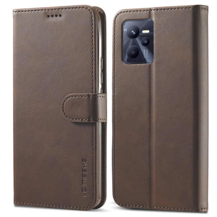 LC.IMEEKE Calf Texture Leather Phone Case, For OPPO Realme C35