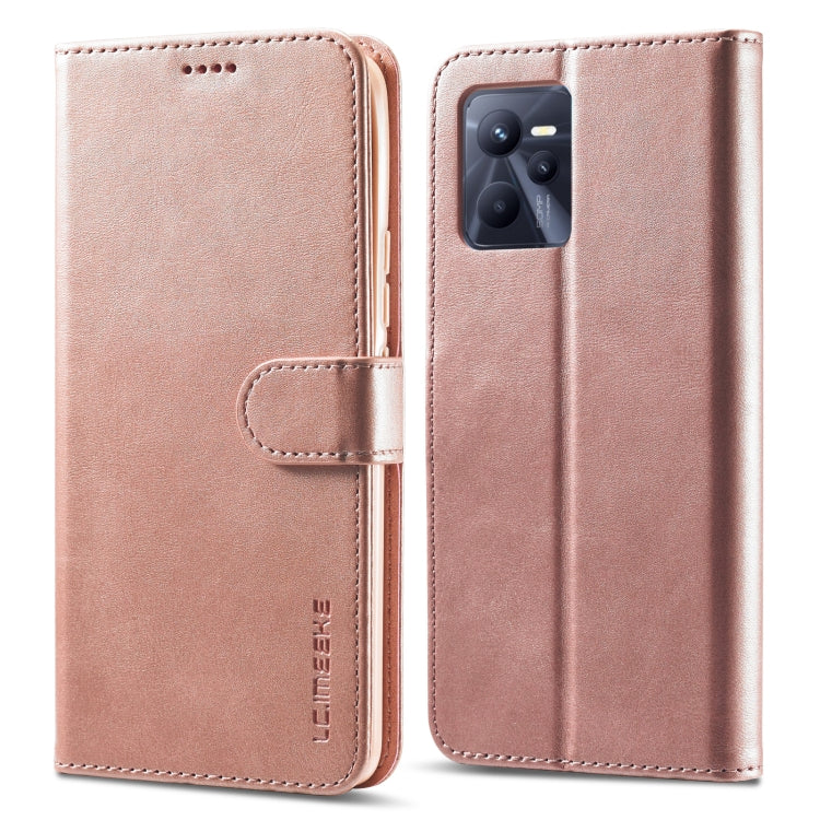 LC.IMEEKE Calf Texture Leather Phone Case, For OPPO Realme C35