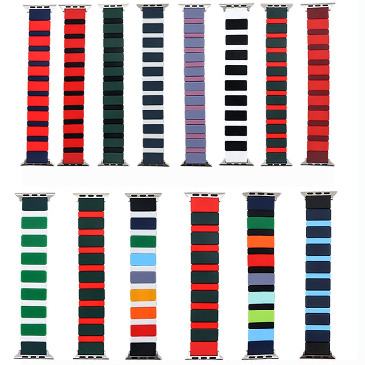 Silicone Splicing Watchband For Apple Watch Series, 7 41mm / 6&amp;SE&amp;5&amp;4 40mm / 3&amp;2&amp;1 38mm, 7 45mm / 6&amp;SE&amp;5&amp;4 44mm / 3&amp;2&amp;1 42mm