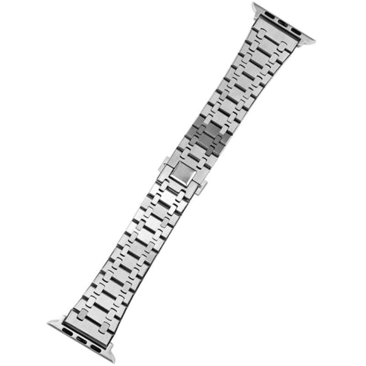 Oak Three Strains Metal Watchband For Apple Watch Series, 7 41mm / 6&amp;SE&amp;5&amp;4 40mm / 3&amp;2&amp;1 38mm, 7 45mm / 6&amp;SE&amp;5&amp;4 44mm / 3&amp;2&amp;1 42mm