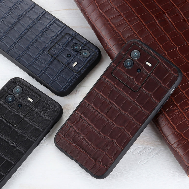 Accurate Hole Crocodile Texture Genuine Leather Phone Case, For vivo iQOO Neo6, For vivo X Note