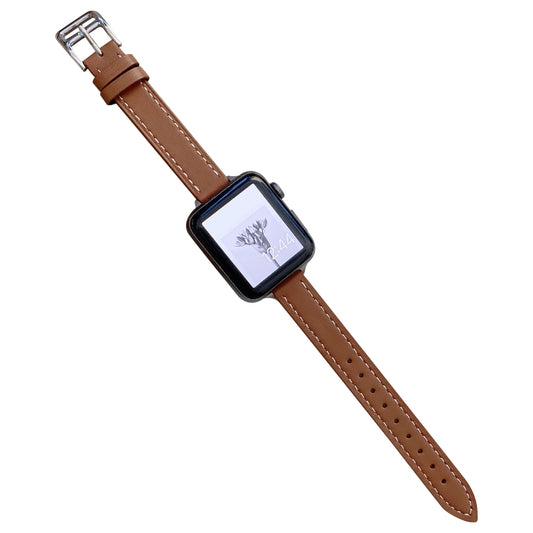 Plain Leather Watchband For Apple Watch Series, 7 41mm / 6&SE&5&4 40mm / 3&2&1 38mm, 7 45mm / 6&SE&5&4 44mm / 3&2&1 42mm