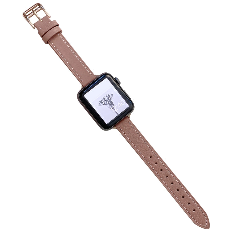 Plain Leather Watchband For Apple Watch Series, 7 41mm / 6&amp;SE&amp;5&amp;4 40mm / 3&amp;2&amp;1 38mm, 7 45mm / 6&amp;SE&amp;5&amp;4 44mm / 3&amp;2&amp;1 42mm