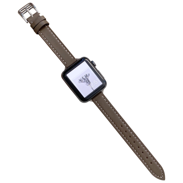 Plain Leather Watchband For Apple Watch Series, 7 41mm / 6&amp;SE&amp;5&amp;4 40mm / 3&amp;2&amp;1 38mm, 7 45mm / 6&amp;SE&amp;5&amp;4 44mm / 3&amp;2&amp;1 42mm