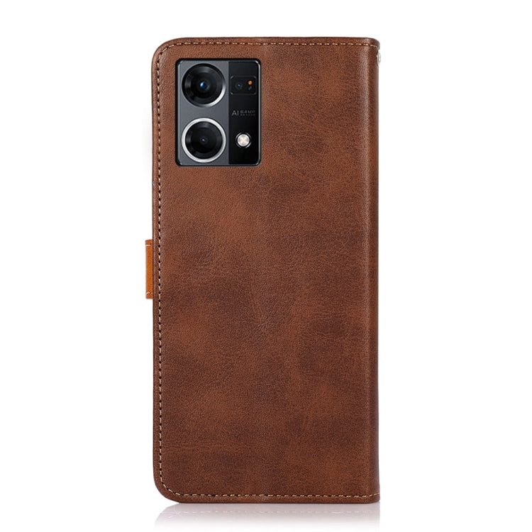 KHAZNEH Dual-color Cowhide Texture Flip Leather Phone Case