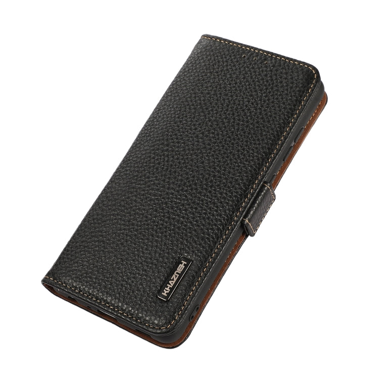 KHAZNEH Side-Magnetic Litchi Genuine Leather RFID Phone Case, For OPPO Reno7 4G Global/F21 Pro 4G, For Samsung Galaxy M53 5G