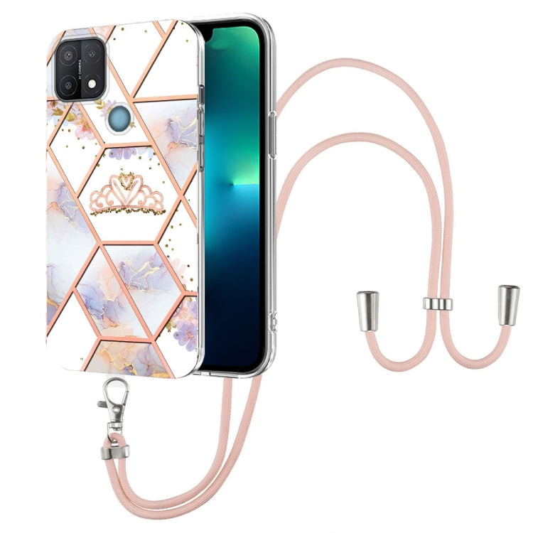 Splicing Marble Flower Pattern TPU Phone Case with Lanyard, For OPPO A15 / A15s, For OPPO A53s 5G / A55 5G / A54 4G / A16, For OPPO A74 5G / A93 5G / A54 5G / A93s 5G, For OPPO A94 5G / A95 5G, For OPPO Realme 8i, For OPPO Realme C21Y