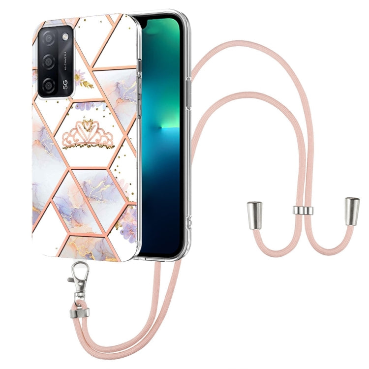 Splicing Marble Flower Pattern TPU Phone Case with Lanyard