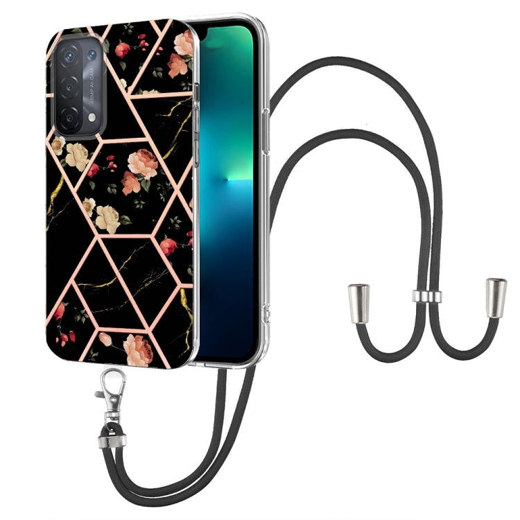 Splicing Marble Flower Pattern TPU Phone Case with Lanyard, For OPPO A15 / A15s, For OPPO A53s 5G / A55 5G / A54 4G / A16, For OPPO A74 5G / A93 5G / A54 5G / A93s 5G, For OPPO A94 5G / A95 5G, For OPPO Realme 8i, For OPPO Realme C21Y