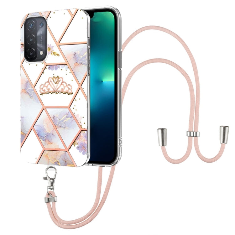 Splicing Marble Flower Pattern TPU Phone Case with Lanyard, For OPPO A15 / A15s, For OPPO A53s 5G / A55 5G / A54 4G / A16, For OPPO A74 5G / A93 5G / A54 5G / A93s 5G, For OPPO A94 5G / A95 5G, For OPPO Realme 8i, For OPPO Realme C21Y