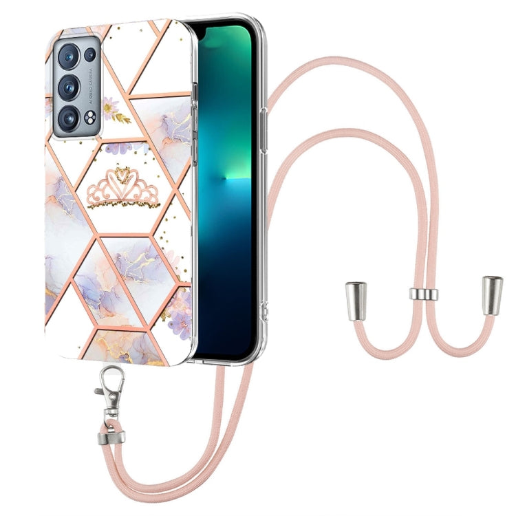 Splicing Marble Flower Pattern TPU Phone Case with Lanyard, For OPPO Reno6 5G, For OPPO Reno6 Pro+ 5G / Reno6 Pro Foreign