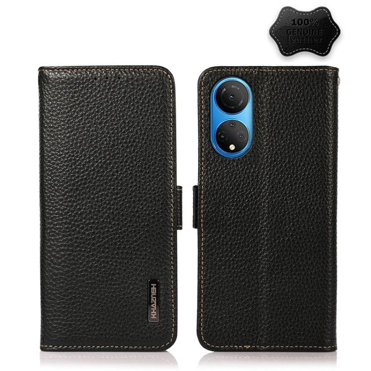 KHAZNEH Side-Magnetic Litchi Genuine Leather RFID Phone Case