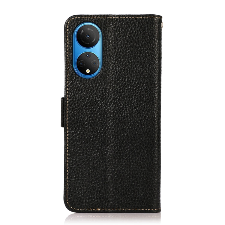 KHAZNEH Side-Magnetic Litchi Genuine Leather RFID Phone Case