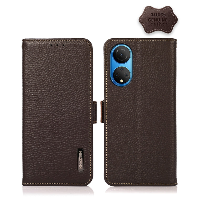 KHAZNEH Side-Magnetic Litchi Genuine Leather RFID Phone Case