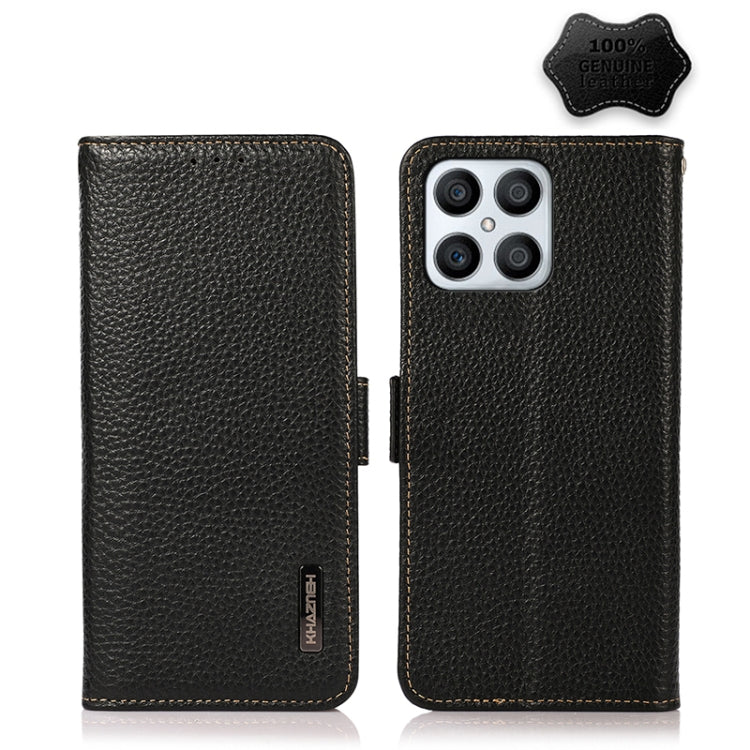 KHAZNEH Side-Magnetic Litchi Genuine Leather RFID Phone Case