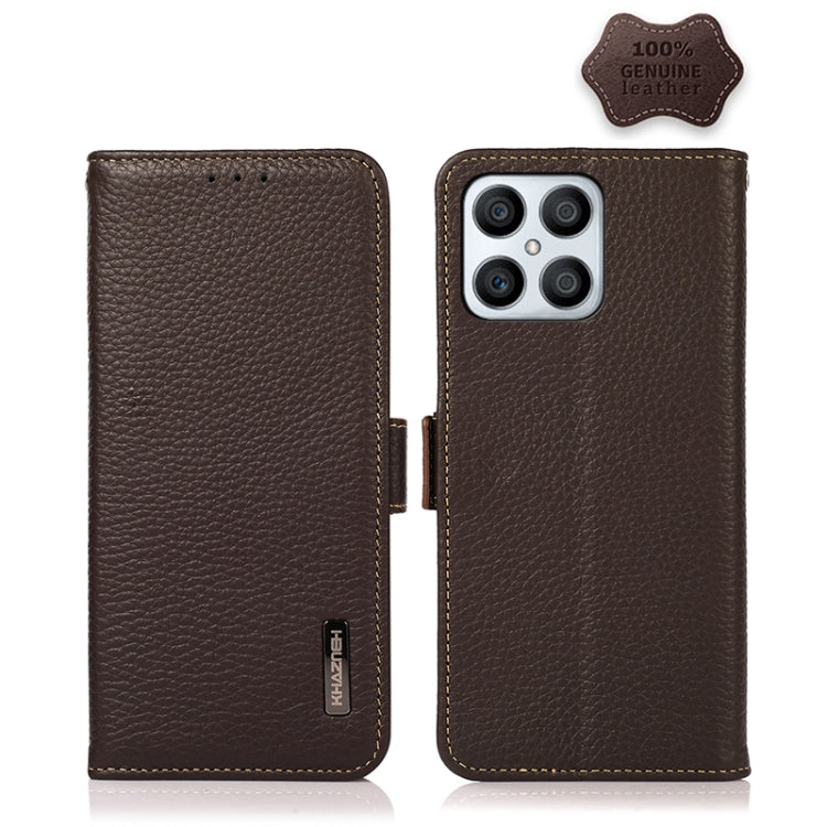 KHAZNEH Side-Magnetic Litchi Genuine Leather RFID Phone Case