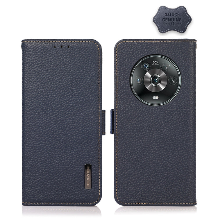 KHAZNEH Side-Magnetic Litchi Genuine Leather RFID Phone Case