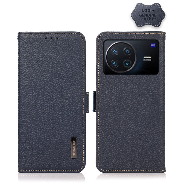 KHAZNEH Side-Magnetic Litchi Genuine Leather RFID Phone Case, For Honor X7 / Play 30 Plus, For Honor X30i / Play6T Pro / vivo iQOO Neo6, For vivo