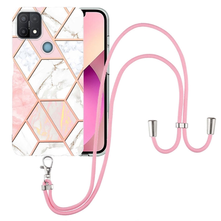 Electroplating Splicing Marble TPU Phone Case with Lanyard, For OPPO A15 / A15s, For OPPO A53s 5G / A55 5G / A54 4G / A16, For OPPO A74 5G / A93 5G / A54 5G / A93s 5G, For OPPO A94 5G / A95 5G