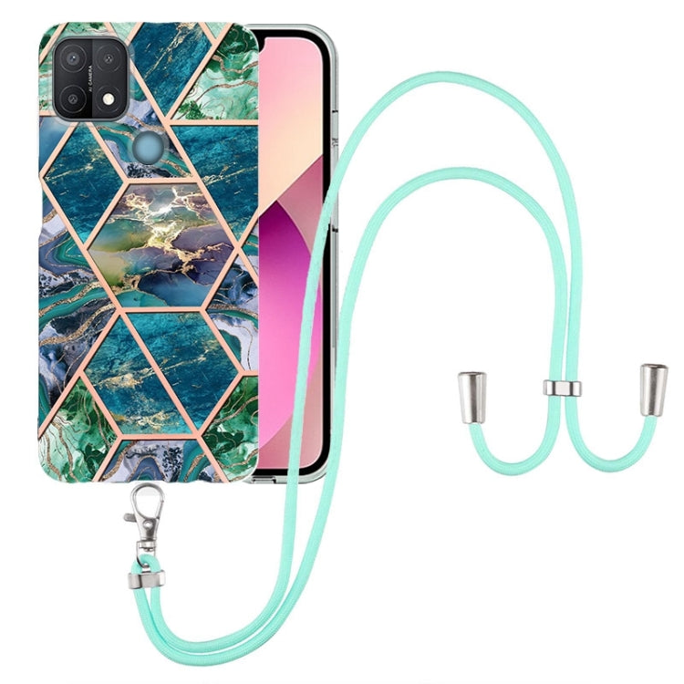 Electroplating Splicing Marble TPU Phone Case with Lanyard