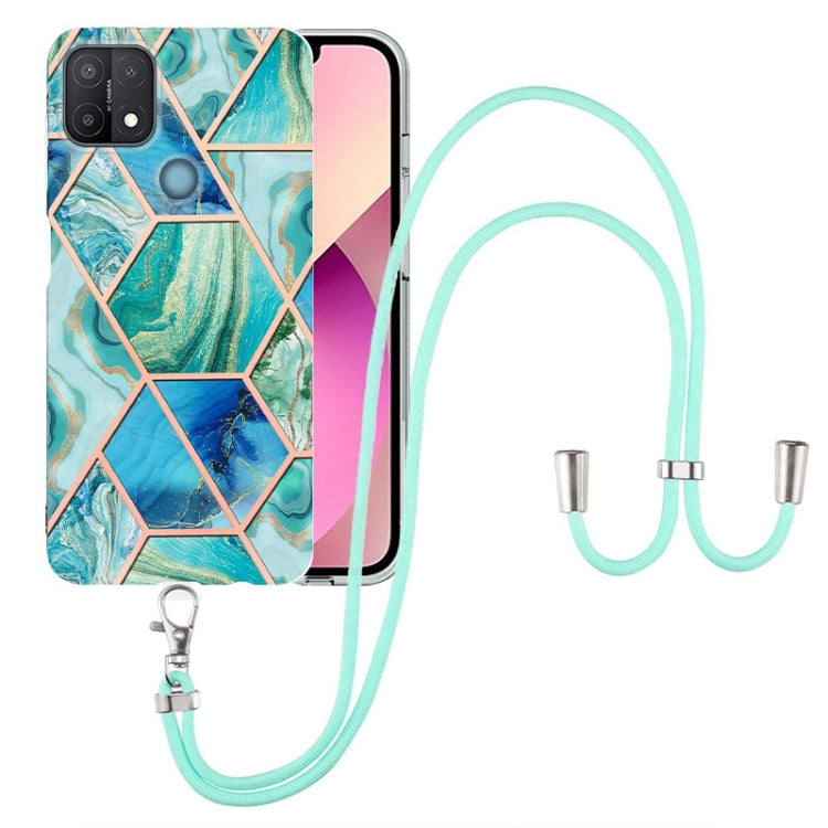 Electroplating Splicing Marble TPU Phone Case with Lanyard, For OPPO A15 / A15s, For OPPO A53s 5G / A55 5G / A54 4G / A16, For OPPO A74 5G / A93 5G / A54 5G / A93s 5G, For OPPO A94 5G / A95 5G