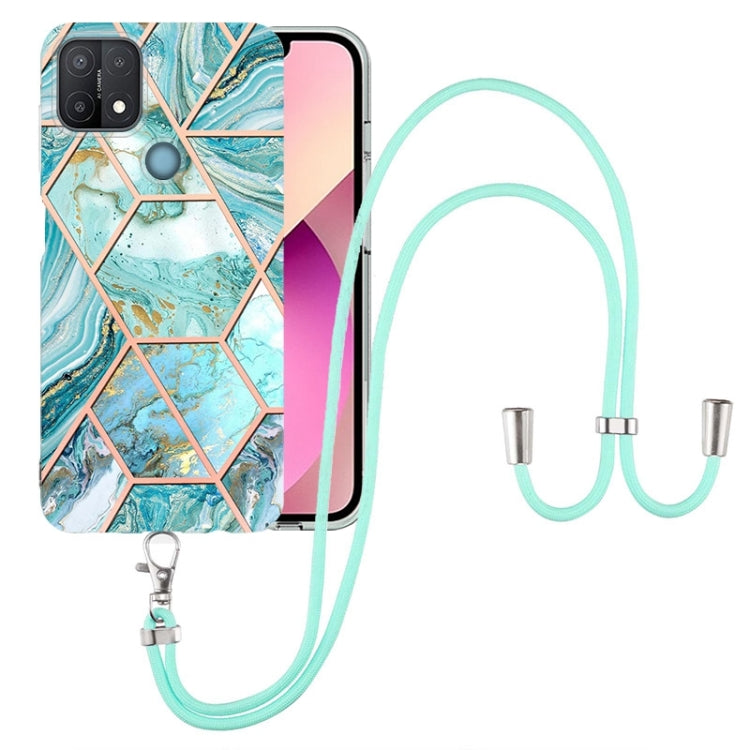 Electroplating Splicing Marble TPU Phone Case with Lanyard, For OPPO A15 / A15s, For OPPO A53s 5G / A55 5G / A54 4G / A16, For OPPO A74 5G / A93 5G / A54 5G / A93s 5G, For OPPO A94 5G / A95 5G