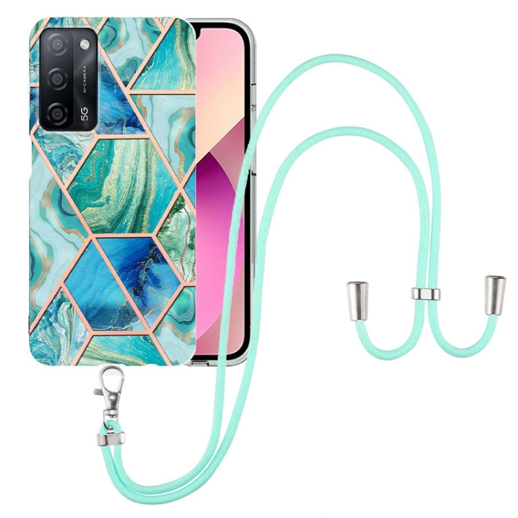 Electroplating Splicing Marble TPU Phone Case with Lanyard