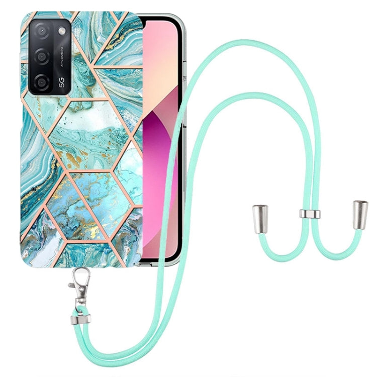 Electroplating Splicing Marble TPU Phone Case with Lanyard, For OPPO A15 / A15s, For OPPO A53s 5G / A55 5G / A54 4G / A16, For OPPO A74 5G / A93 5G / A54 5G / A93s 5G, For OPPO A94 5G / A95 5G