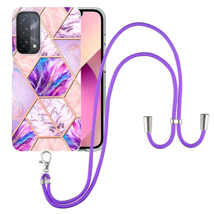 Electroplating Splicing Marble TPU Phone Case with Lanyard, For OPPO A15 / A15s, For OPPO A53s 5G / A55 5G / A54 4G / A16, For OPPO A74 5G / A93 5G / A54 5G / A93s 5G, For OPPO A94 5G / A95 5G