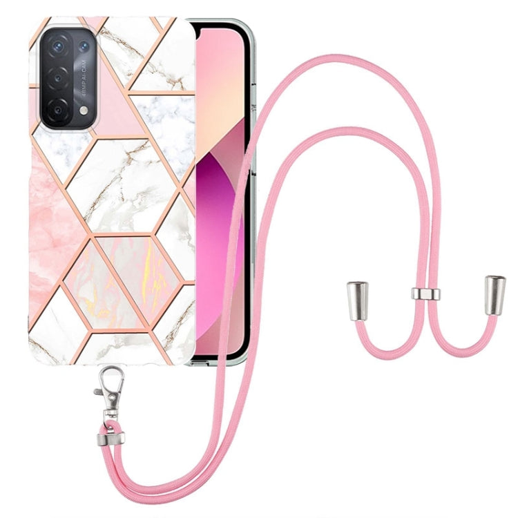 Electroplating Splicing Marble TPU Phone Case with Lanyard