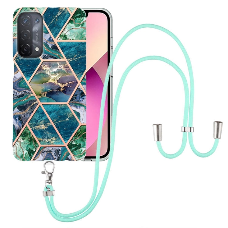 Electroplating Splicing Marble TPU Phone Case with Lanyard, For OPPO A15 / A15s, For OPPO A53s 5G / A55 5G / A54 4G / A16, For OPPO A74 5G / A93 5G / A54 5G / A93s 5G, For OPPO A94 5G / A95 5G