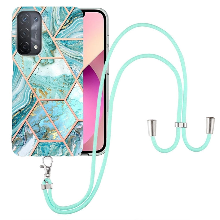 Electroplating Splicing Marble TPU Phone Case with Lanyard, For OPPO A15 / A15s, For OPPO A53s 5G / A55 5G / A54 4G / A16, For OPPO A74 5G / A93 5G / A54 5G / A93s 5G, For OPPO A94 5G / A95 5G