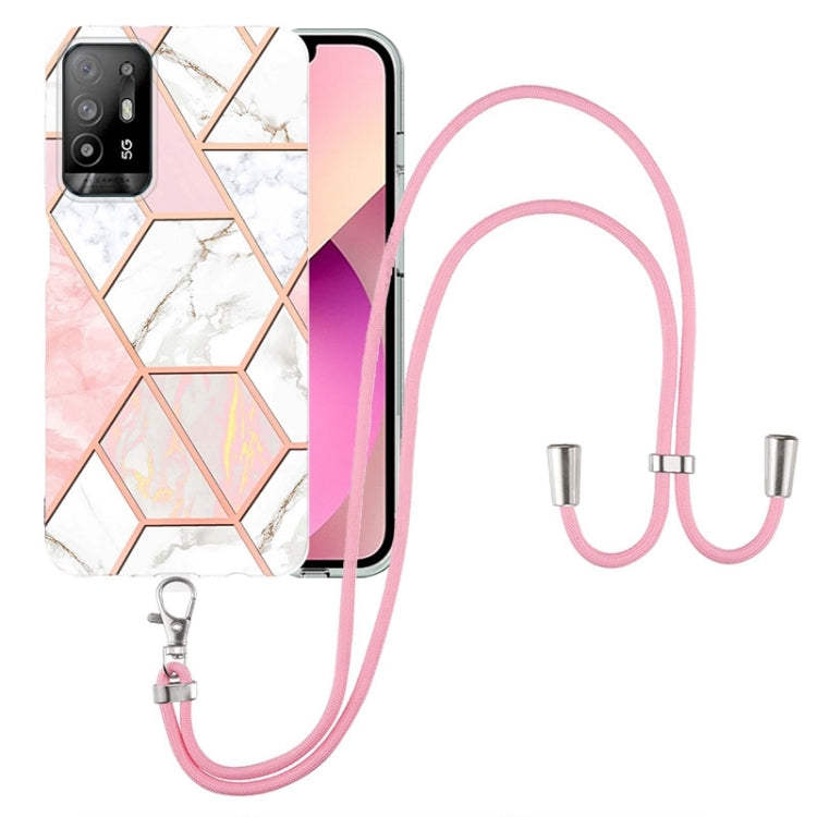 Electroplating Splicing Marble TPU Phone Case with Lanyard