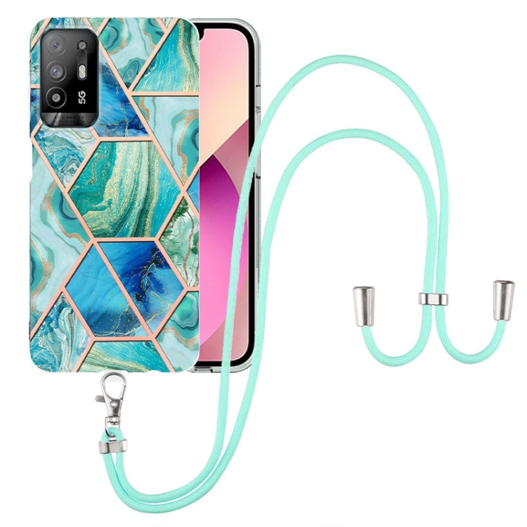 Electroplating Splicing Marble TPU Phone Case with Lanyard, For OPPO A15 / A15s, For OPPO A53s 5G / A55 5G / A54 4G / A16, For OPPO A74 5G / A93 5G / A54 5G / A93s 5G, For OPPO A94 5G / A95 5G