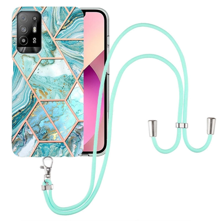 Electroplating Splicing Marble TPU Phone Case with Lanyard, For OPPO A15 / A15s, For OPPO A53s 5G / A55 5G / A54 4G / A16, For OPPO A74 5G / A93 5G / A54 5G / A93s 5G, For OPPO A94 5G / A95 5G