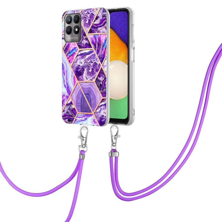 Electroplating Splicing Marble TPU Phone Case with Lanyard