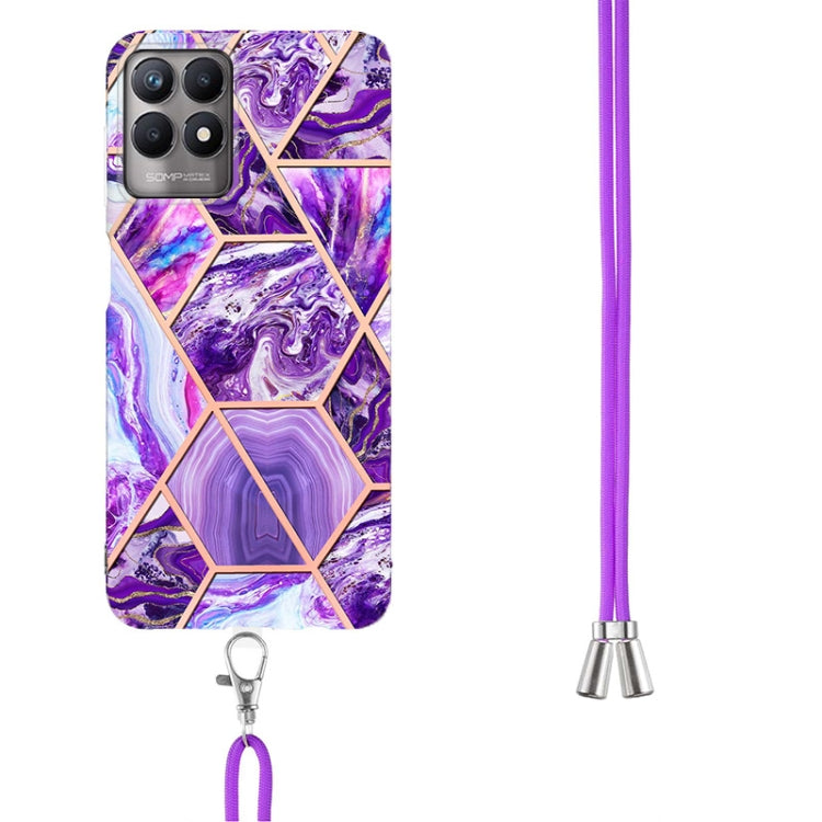 Electroplating Splicing Marble TPU Phone Case with Lanyard