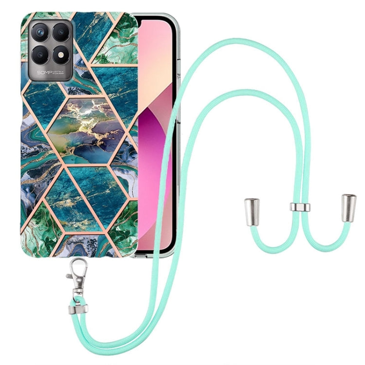 Electroplating Splicing Marble TPU Phone Case with Lanyard, For OPPO Realme 8i, For OPPO Realme C21Y, For OPPO Reno6 5G, For OPPO Reno6 Pro+ 5G / Reno6 Pro Foreign