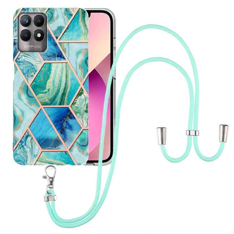 Electroplating Splicing Marble TPU Phone Case with Lanyard