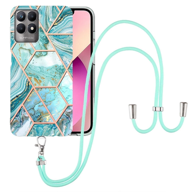 Electroplating Splicing Marble TPU Phone Case with Lanyard
