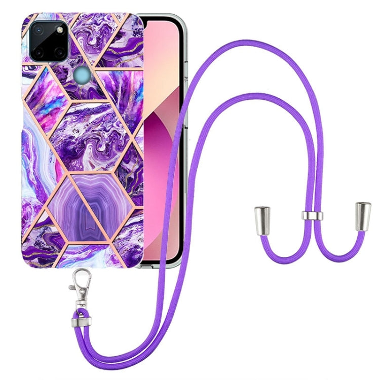 Electroplating Splicing Marble TPU Phone Case with Lanyard, For OPPO Realme 8i, For OPPO Realme C21Y, For OPPO Reno6 5G, For OPPO Reno6 Pro+ 5G / Reno6 Pro Foreign