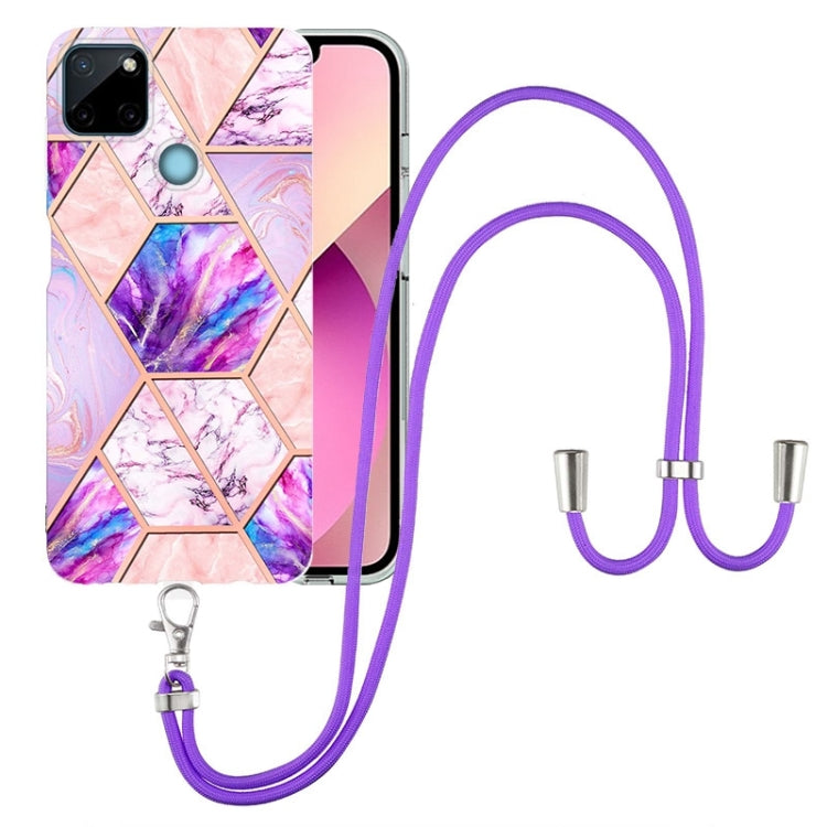 Electroplating Splicing Marble TPU Phone Case with Lanyard
