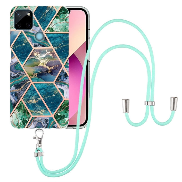 Electroplating Splicing Marble TPU Phone Case with Lanyard
