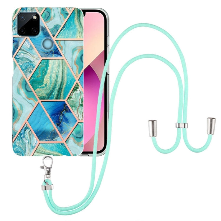 Electroplating Splicing Marble TPU Phone Case with Lanyard, For OPPO Realme 8i, For OPPO Realme C21Y, For OPPO Reno6 5G, For OPPO Reno6 Pro+ 5G / Reno6 Pro Foreign