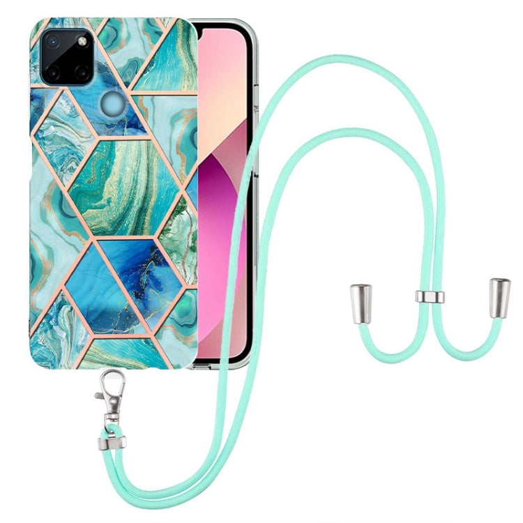 Electroplating Splicing Marble TPU Phone Case with Lanyard