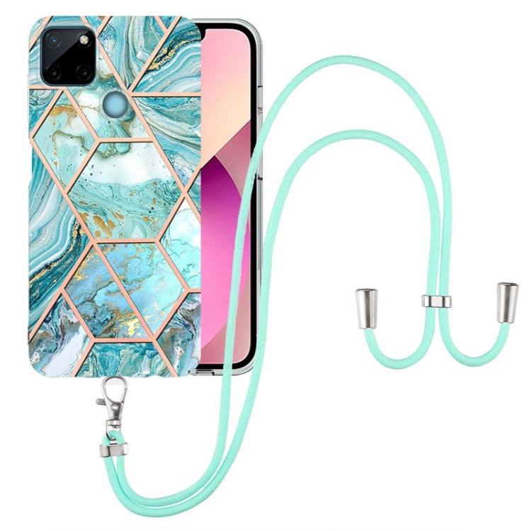 Electroplating Splicing Marble TPU Phone Case with Lanyard
