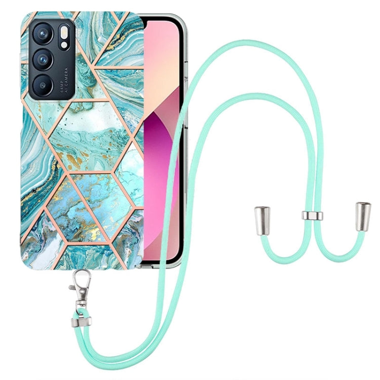 Electroplating Splicing Marble TPU Phone Case with Lanyard, For OPPO Realme 8i, For OPPO Realme C21Y, For OPPO Reno6 5G, For OPPO Reno6 Pro+ 5G / Reno6 Pro Foreign